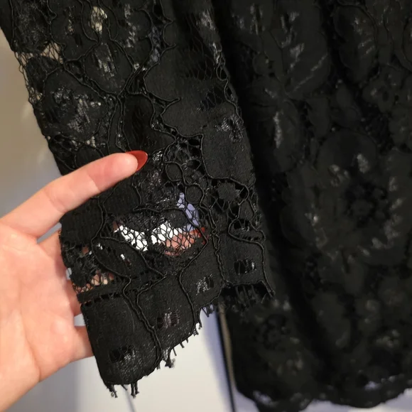 Betsy Johnson Black Lace Dress Long Sleeve Witchy Goth Size 4 - Picture 3 of 9